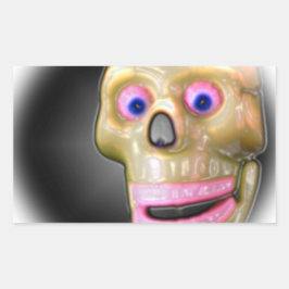 Grinning Spooky Kleur Schedel Halloween Rechthoekige Sticker