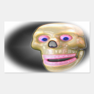 Grinning Spooky Kleur Schedel Halloween Rechthoekige Sticker