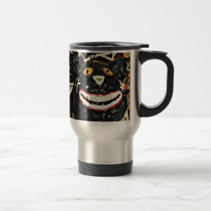 Grinning zwarte kat reisbeker