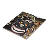 Grinning zwarte kat tegeltje (Zijkant)