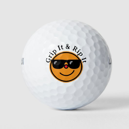Grip It en Rip It Oranje Happy Face zonnebril Golfballen (Voorkant)
