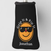Grip It en Rip It Oranje Happy Face zonnebril Golfheadcover (Draai 90)