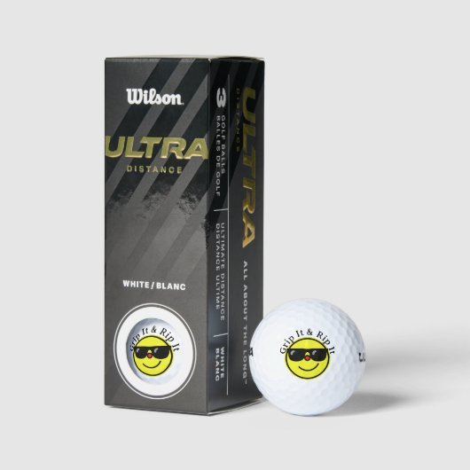 Grip It en Rip It Yellow Happy Face Zonnebril Golfballen (Verpakking)
