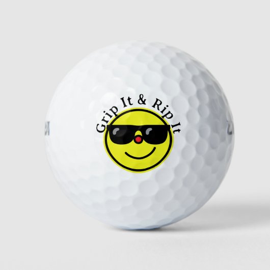 Grip It en Rip It Yellow Happy Face Zonnebril Golfballen (Voorkant)
