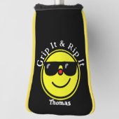 Grip It en Rip It Yellow Happy Face Zonnebril Golfheadcover (Draai 90)