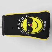 Grip It en Rip It Yellow Happy Face Zonnebril Golfheadcover (Voorkant)