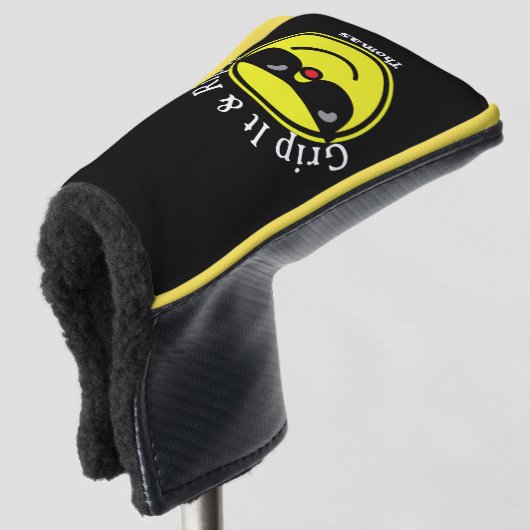 Grip It en Rip It Yellow Happy Face Zonnebril Golfheadcover (3/4 voorkant)