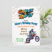 Grip it & Rip It Dirt Bike Birthday Invitation Kaart (Staand voorkant)