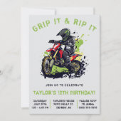 Grip It & Rip It! Motorcross, Dirt Bike Verjaardag Kaart (Voorkant)