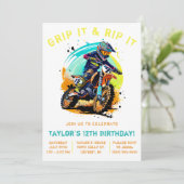 Grip It & Rip It! Motorcross, Dirt Bike Verjaardag Kaart (Staand voorkant)