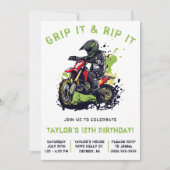 Grip It & Rip It! Motorcross, Dirt Bike Verjaardag Kaart (Voorkant)
