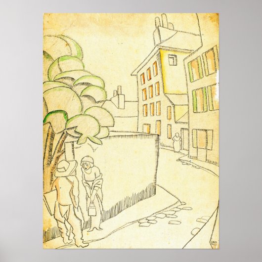 Gris - Een Straat in Montmartre Poster (Voorkant)