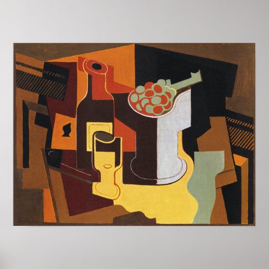 Gris - Fles en fruitschaal Poster (Voorkant)