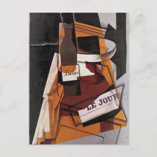 Gris - Fles, Krant en Fruit Bowl Briefkaart (Voorkant)