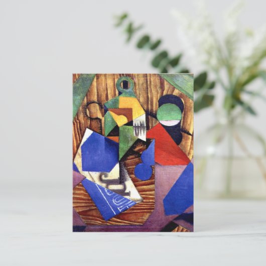 Gris - Fles Rum en Krant Briefkaart (Staand voorkant)