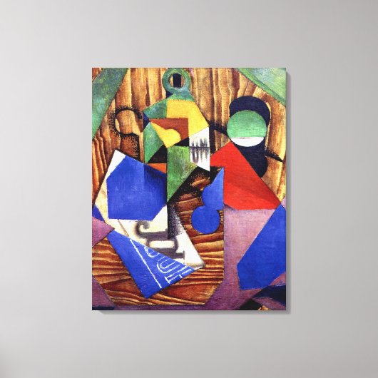 Gris - Fles Rum en Krant Canvas Afdruk (Voorkant)