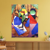 Gris - Fles Rum en Krant Canvas Afdruk (Insitu (Woonkamer))