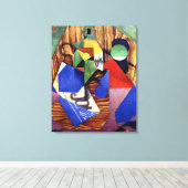 Gris - Fles Rum en Krant Canvas Afdruk (Insitu (Houten vloer))