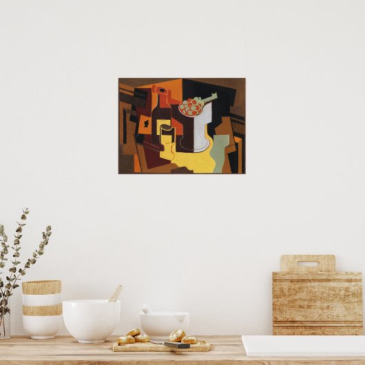 Gris - flesje en vruchtenBowl Poster (Keuken)