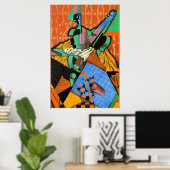 Gris - Foto van viool en dambord Poster (Thuiskantoor)