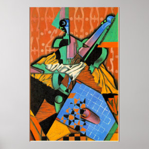 Gris - Foto van viool en dambord Poster