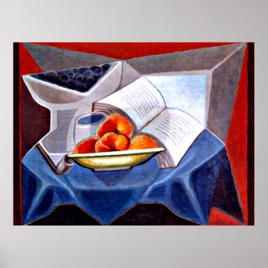 Gris - Fruit en Boek Poster (Voorkant)