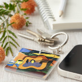 Gris - Gitaar en Fles Sleutelhanger (Voorkant Rechts)