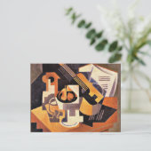 Gris - Gitaar en fruitschaal op een tafel Briefkaart (Staand voorkant)