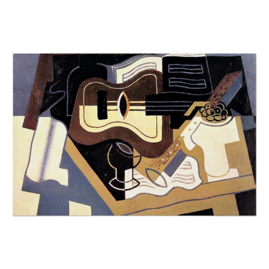 Gris - Gitaar en klarinet, beeldende kunst, Perfect Poster (Voorkant)