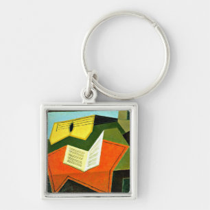 Gris - Gitaar en muziekpapier Sleutelhanger