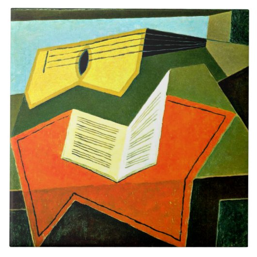 Gris - Gitaar en muziekpapier Tegeltje (Voorkant)