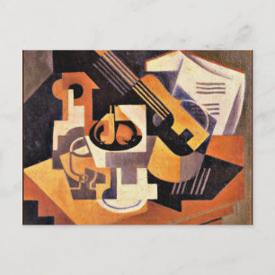 Gris - Guitar en Fruit Dish op een tafel Briefkaart