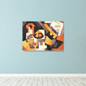 Gris - Guitar en Fruit Dish op een tafel Canvas Afdruk (Insitu (Houten vloer))