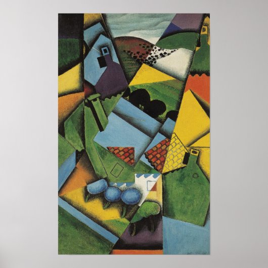 Gris - Landschap en huizen bij Ceret Poster (Voorkant)