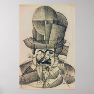 Gris - Man met operahoed 1912 Poster