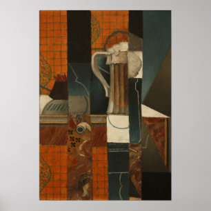 gris-speelkaarten en glas bier poster