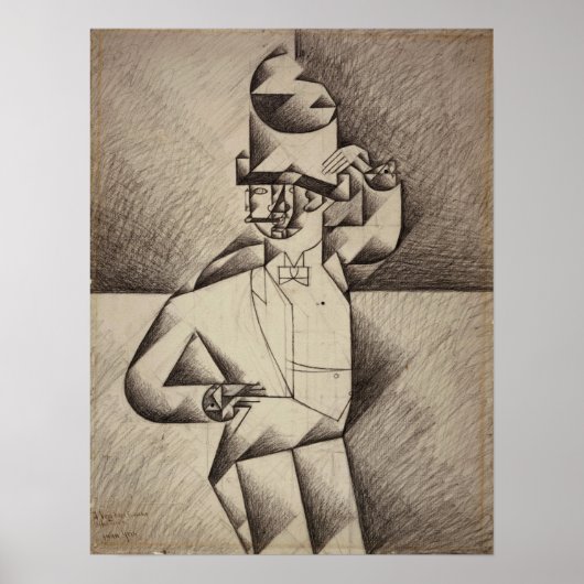 Gris - Studie voor man in een café Poster (Voorkant)