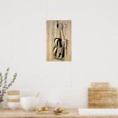 Gris - Viool hangend aan een muur Poster (Keuken)