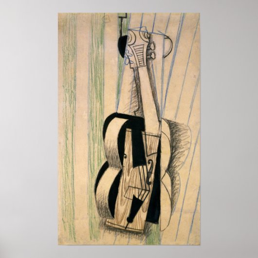 Gris - Viool hangend aan een muur Poster (Voorkant)