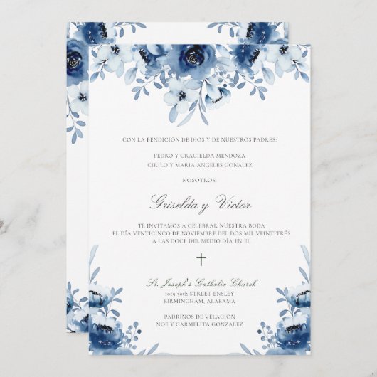 GRISELDA Wedding Invitation 2a Kaart (Voorkant / Achterkant)