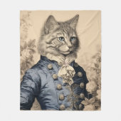 Grissaile Kat Gentleman Botanische Rozen Fleece Deken (Voorkant)