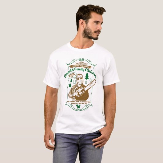 Griswold Family Kerstkerst Chainzaag Grafisch T-shirt (Voorkant volledig)