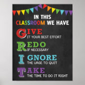 GRIT Acronym Classroom Growth Mindset Poster (Voorkant)