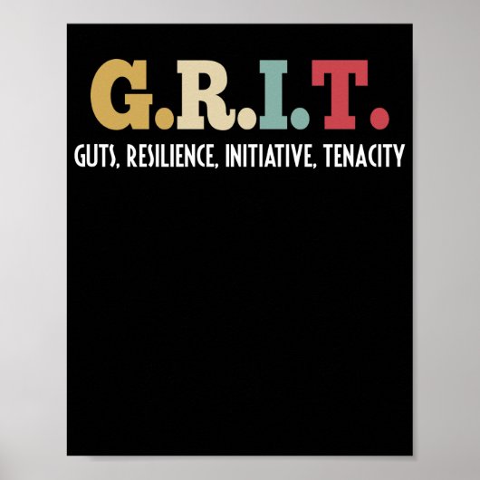 GRIT Guts Resilience Initiative Tenacity Positive Poster (Voorkant)