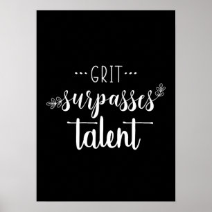 Grit vs Talent - Hustle Success Gym Motivatie Poster
