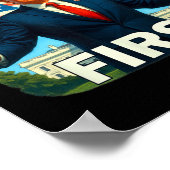 Gritty Bold Retro Politieke Slogan America First D Poster (Hoek)