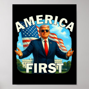 Gritty Bold Retro Politieke Slogan America First D Poster