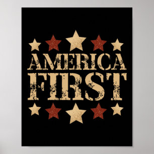 Gritty Bold Retro Politieke Slogan America First D Poster