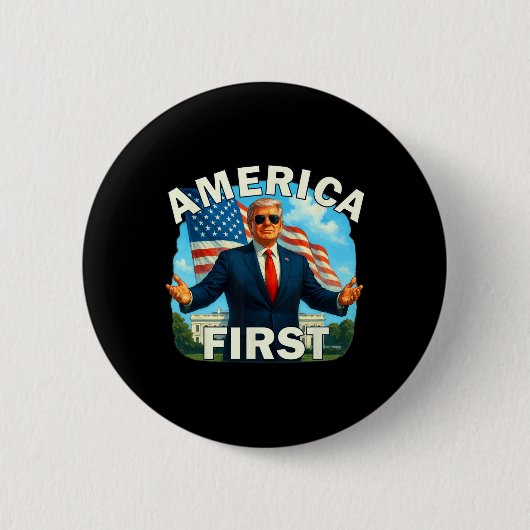 Gritty Bold Retro Politieke Slogan America First D Ronde Button 5,7 Cm (Voorkant)