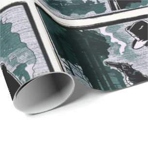 Gritty City Urban Detective 1940s Vintage Stijl Cadeaupapier